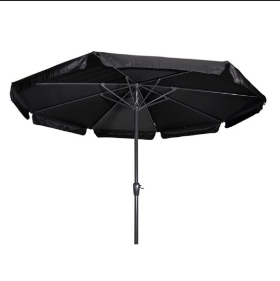 Zwarte parasol met draaimechanisme en windvanger (3 meter)